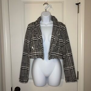 Women's Black and White Houndstooth Jacket